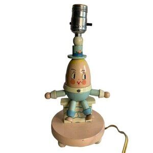 Vintage Wooden Humpty Dumpty Nursery Child's Pink Base Lamp Underwriters
